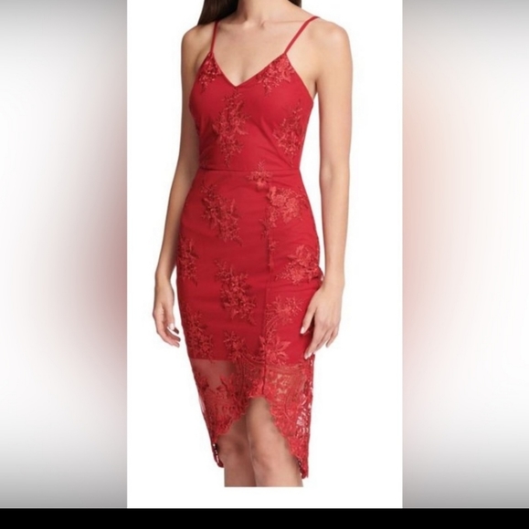 Guess Size 4 Red Lace Dress - Picture 1 of 10